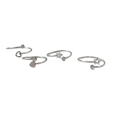 ANILLO REGURABLE CORAZON/ESTRELLA Y STRASS AC QUIRURGICO 