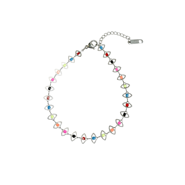 PULSERA OJITOS CON PIEDRITAS DE COLORES