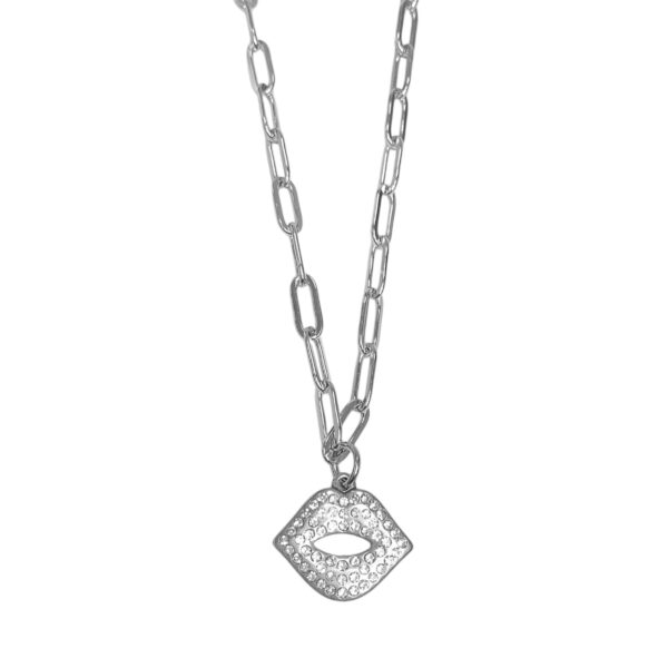 COLLAR ESLB ALARGADO C DIJE BESO C PIEDRAS