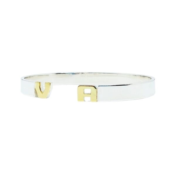 PULSERA MEDIA ESCLAVA CON INICIALES PLATA Y ORO