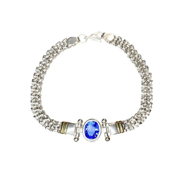 PULSERA PAYASON CON CENTRO DE PIEDRA OVALADA.