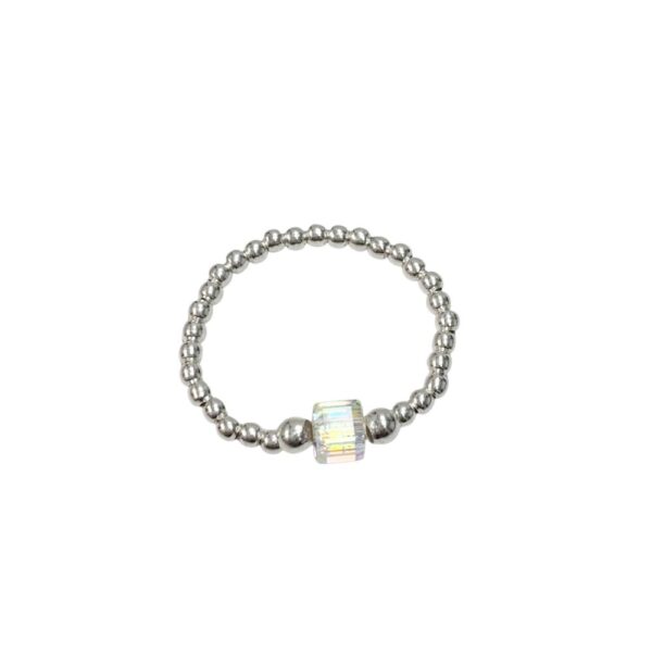 ANILLO ELASTIZADO CON DIJE CUBO CRISTAL