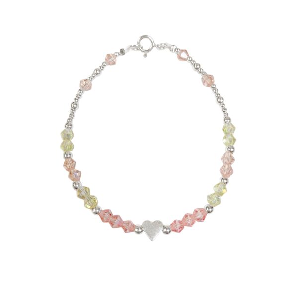 PULSERA CRISTAL CON DIJE Y BOLITAS DE PLATA