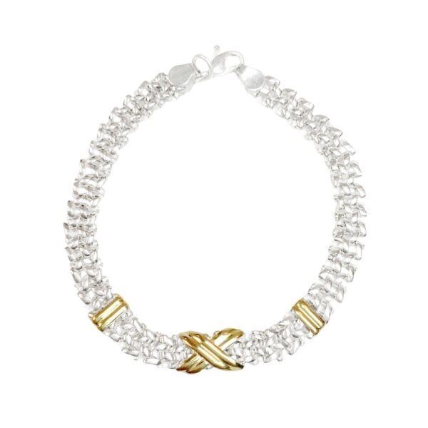 PULSERA  TEJIDA CON APLIQUES EN PYO