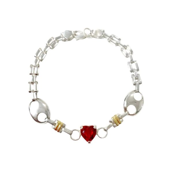 PULSERA COMBINADO GUCCI Y CORAZON CON PIEDRA - Image 2