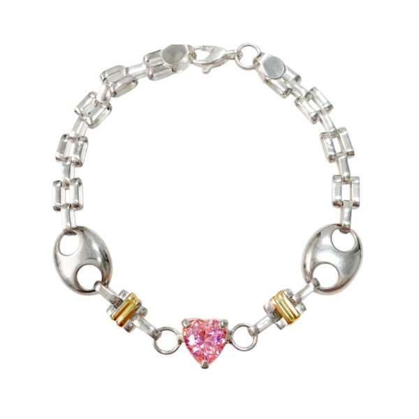PULSERA COMBINADO GUCCI Y CORAZON CON PIEDRA
