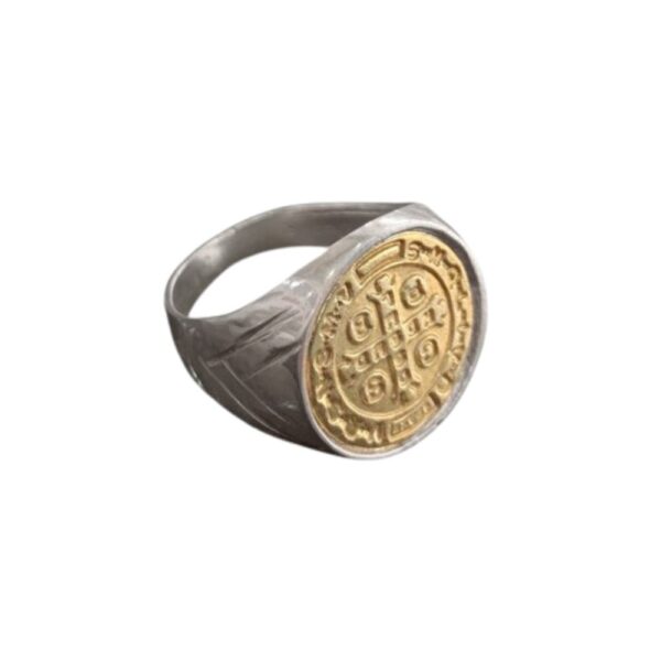 ANILLO SAN BENITO PLATA Y ORO REDONDO - Image 3
