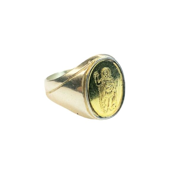 ANILLO SAN EXPEDITO OVALADO PLATA Y ORO