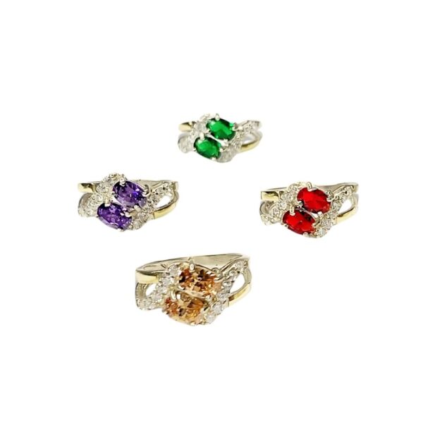 ANILLO DOS PIEDRAS CENTRALES PLATA Y ORO