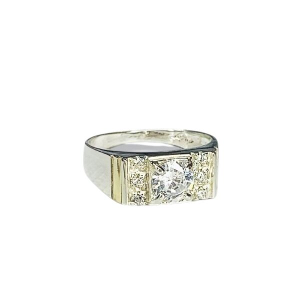 ANILLO BRILLANTE PLATA Y ORO
