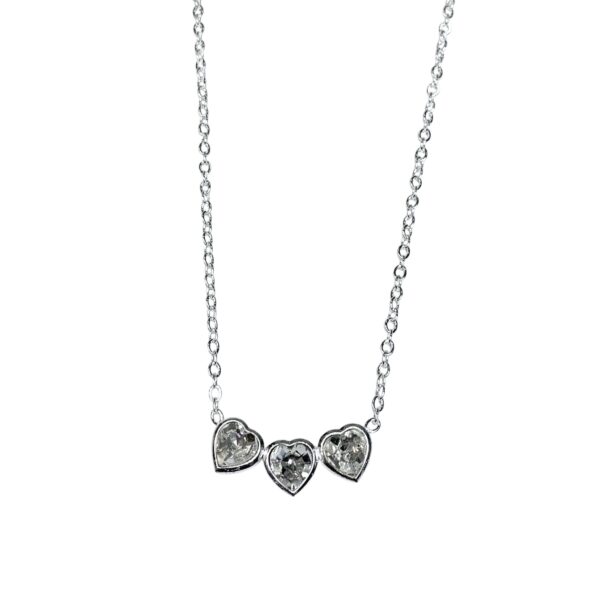 COLLAR  TRES CORAZON CON PIEDRAS