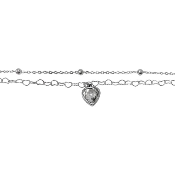 PULSERA DOBLE CADENA CON DIJE CORAZÓN