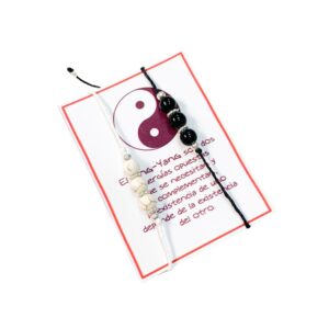 PULSERA DE HILO Y PIEDRA DOBLE YIN YANG