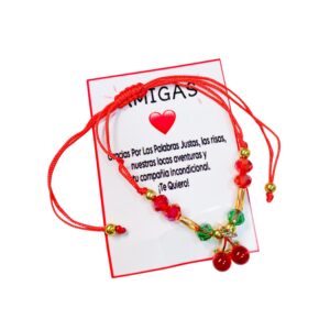 PULSERA DE HILO AMIGAS CON UNA CEREZA