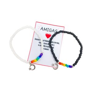 PULSERAS AMIGAS DOBLE MOSTACILLAS CON DIJE