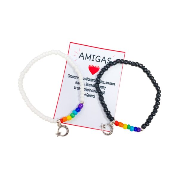 PULSERAS AMIGAS DOBLE MOSTACILLAS CON DIJE