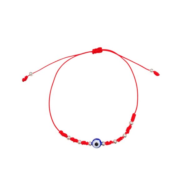 PULSERA 7 NUDOS Y OJITO DE AC BCO