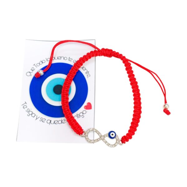 PULSERA MACRAME  CON DIJE INIFITO Y BRILLOS