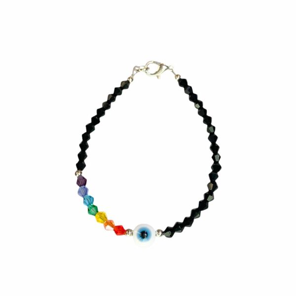 PULSERA CRISTAL CON 7 CHAKRAS Y OJO
