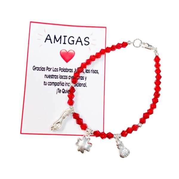 PULSERA AMIGAS CRISTAL CON TRES DIJES - Image 2
