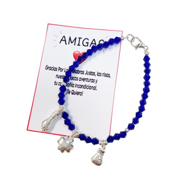 PULSERA AMIGAS CRISTAL CON TRES DIJES - Image 3