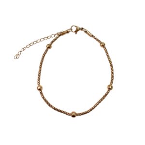 PULSERA TEJIDA C BOLITAS AC ROSE