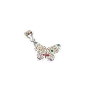 DIJE MARIPOSA C PIEDRAS DE COLORES  PL