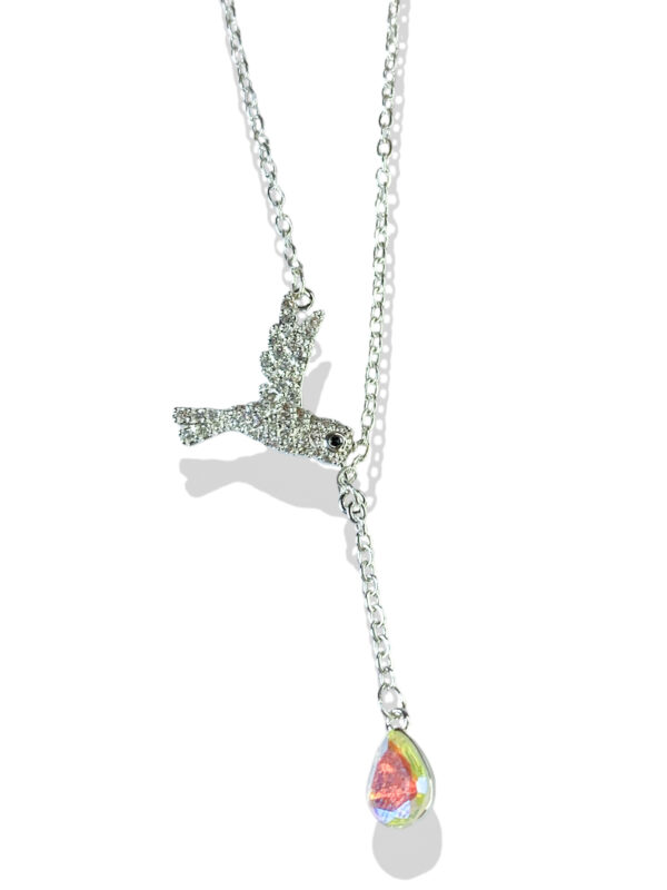 COLLAR COLIBRI CON PIEDRA COLGANTE DEL PICO