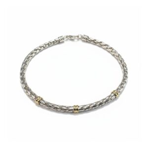 PULSERA SOGA GRUESA PLATA Y ORO