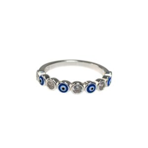 ANILLO MEDIO SIN FIN OJITOS BLANCOS Y AZUL