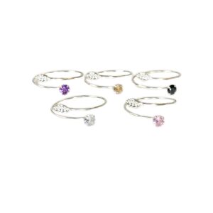 ANILLO ABIERTO FINO CON HOJA Y PIEDRITA