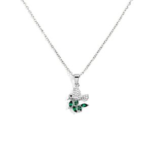 COLLAR COLIBRI CON HOJITAS VERDES