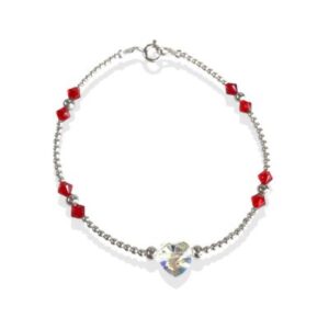 PULSERA OCHO BICONOS Y CORAZÓN CENTRAL CRISTAL