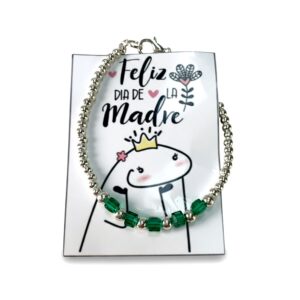 PULSERA BOLITA Y CRISTAL CUADRADO