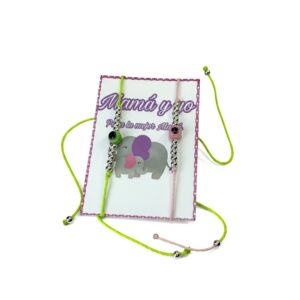 PULSERA HILO Y BOLITAS CON OJO DOBLE