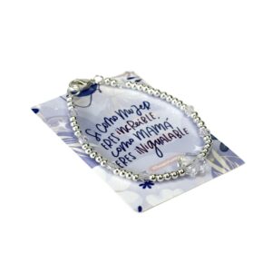 PULSERA CRISTAL Y BOLITAS CON DIJE FLOR