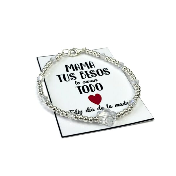 PULSERA CRISTAL Y BOLITAS CON DIJE FLOR - Image 2