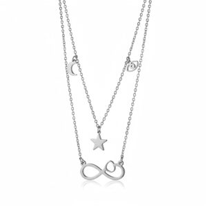 COLLAR INFINITO DOBLE CON TRES DIJES