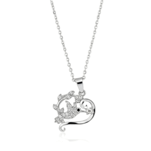 COLLAR CORAZON CON COLIBRI Y PIEDRAS