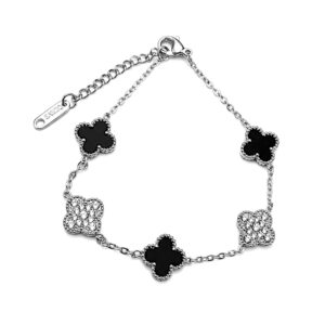 PULSERA TREBOL  NEGRO Y BLANCO