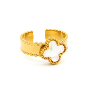 ANILLO TREBOL COLORES  DORADO