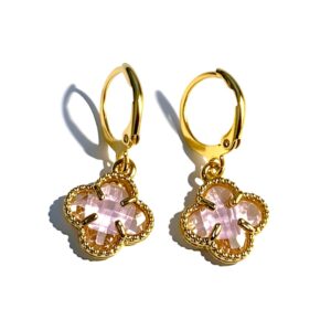 ARGOLLITA CON DIJE TREBOL CON PIEDRA DORADOS