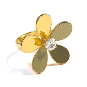 ANILLO FLOR CON PIEDRA DORADO