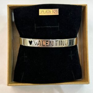 PULSERA MEDIA ESCLAVA CON NOMBRE Y CORAZON CALADO