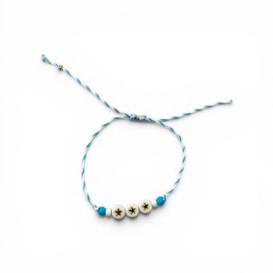 PULSERAS MUNDIAL HILO CON TRES ESTRELLAS DORADAS