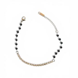 PULSERA PIEDRITAS NEGRAS C PIEDRITA BLANCA AC C