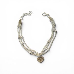 PULSERA TRIPLE CON BOLITAS Y DIJES
