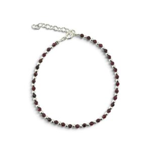 PULSERA PIEDRAS Y BOLITAS BORDO