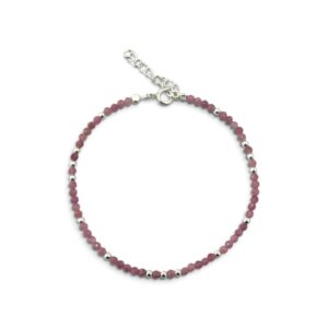 PULSERA PIEDRAS Y BOLITAS ROSA