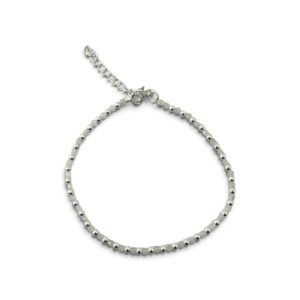 PULSERA PIEDRAS Y BOLITAS BLANCA